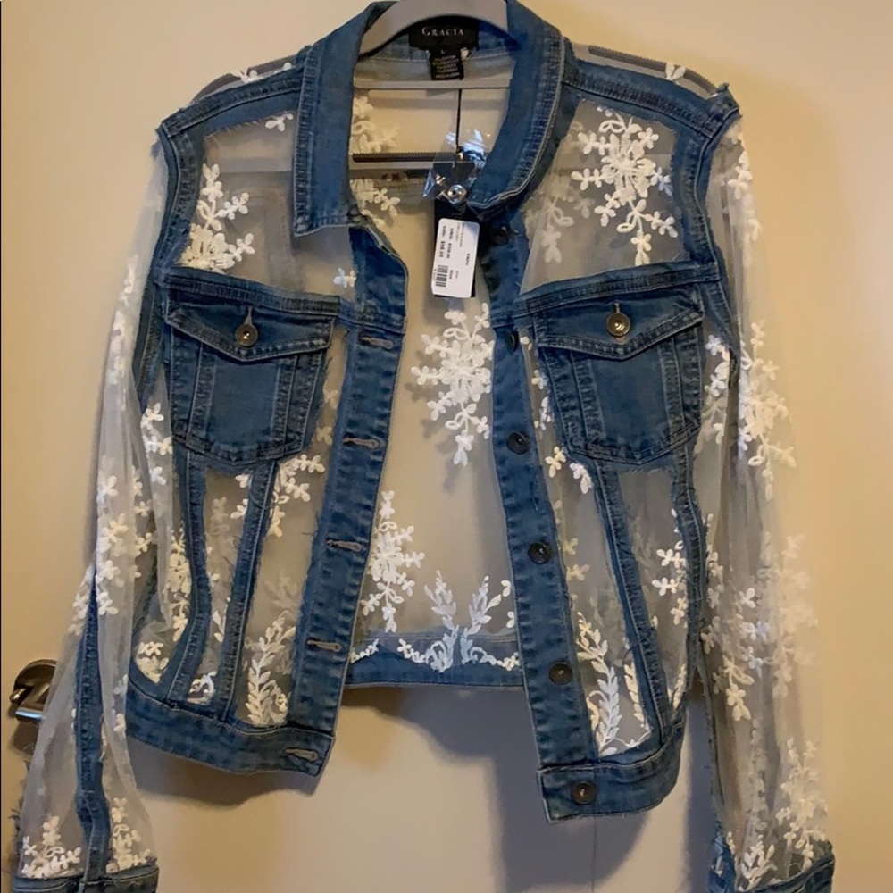 Gracia Denim and Lace Jacket (NWT)